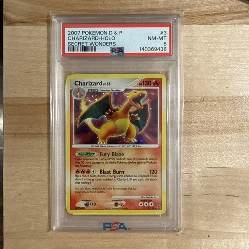 🔥2007 Charizard-Holo Secret Wonders PSA 8 3/132 SWIRL!! 🔥
