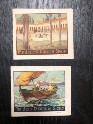 1920s JELL-O GIRL Spain Sicily Jello RECIPES Antique Advertising Fold out card