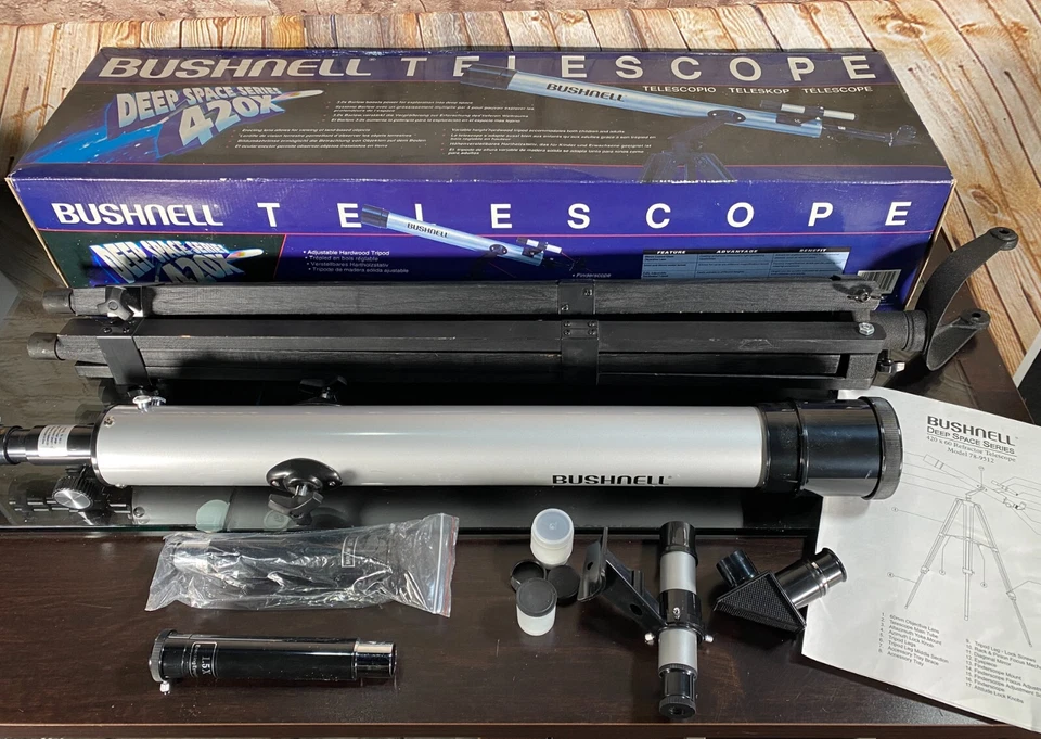 Bushnell Deep Space 420X #78-9512 60mm Refractor Telescope w/Hardwood Tripod - Image 2 of 4