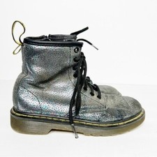 Dr. Martens Pascal Glitter Combat Boots Silver Size 13 Girls
