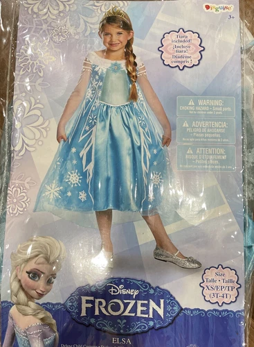 Disguise Disney Frozen Elsa Costume Child Size XS 3T-4T Dress & Tiara New