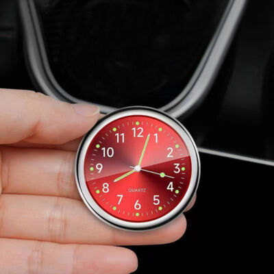 Car Dashboard Clock Stick-On Watch Quartz Accessories Red For Auto Boat Vehicle