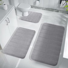 Plush Memory Foam Bathroom Mats Set, Non-Slip, Machine Washable 3 PCS