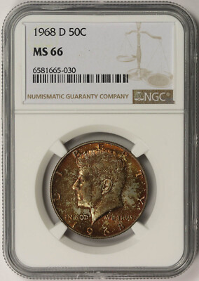 1968-D Kennedy Half Dollar 50C MS 66 NGC Color Toned | eBay