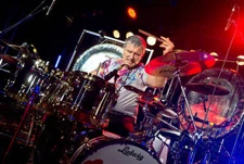 English progressive rock drummer Carl Palmer live on stage with Ca- Old Photo 5