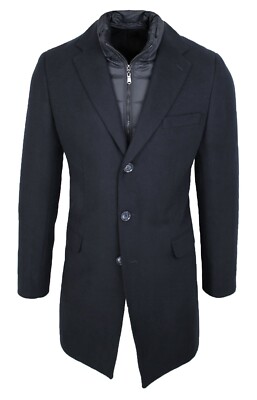 Cappotto giacca uomo nero Soprabito elegante invernale con gilet