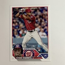 2023 Topps Series 2 Baseball Rookie Card #498 Stone Garrett Nationals. rookie card picture