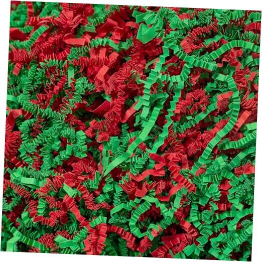 Colorful 2 LB Green & Red Crinkle Cut Paper Shred for Filler-image
