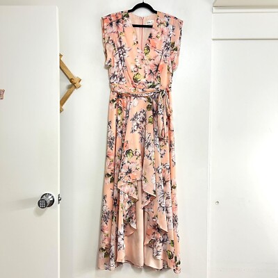 Eliza J Floral Ruffle High Low Dress Blush Size 14