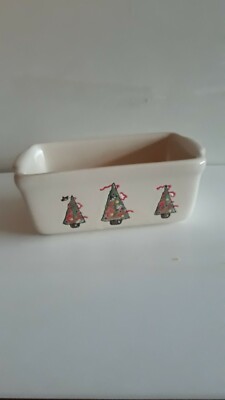 nantucket brand small ovenware stoneware baking dish holiday theme pine tree (44
