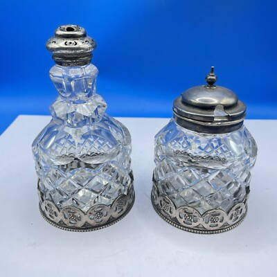 Cruet Caddy Salz & Senftopf Chromplatte 60er Jahre Glas einige Beschädigungen