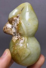 7.5CM China Hongshan Culture Old Jade Carve Fengshui Gourd Son Amulet Pendant