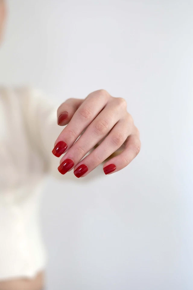 Artificiel Ongles À Coller 30 Pièce Rouge Bordeaux Brillant Press On Autocollant - Photo 4/4