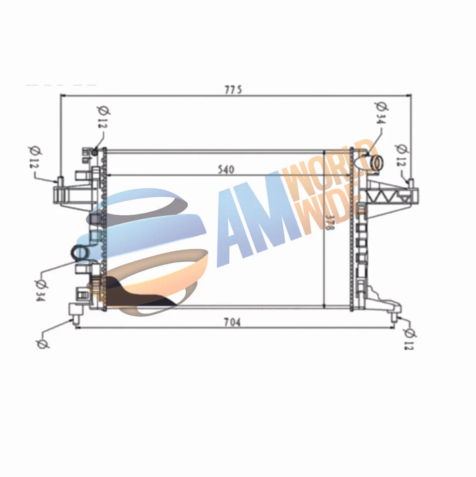 Radiador automotriz para Chevrolet Corsa Montana Agile Tornado MT 2009 2010 2011 Foto 3 de 4