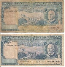ANGOLA PORTUGAL 1.000$00 ESCUDOS 10/06/1962 + 1.000$00 ESCUDOS 10/06/1970
