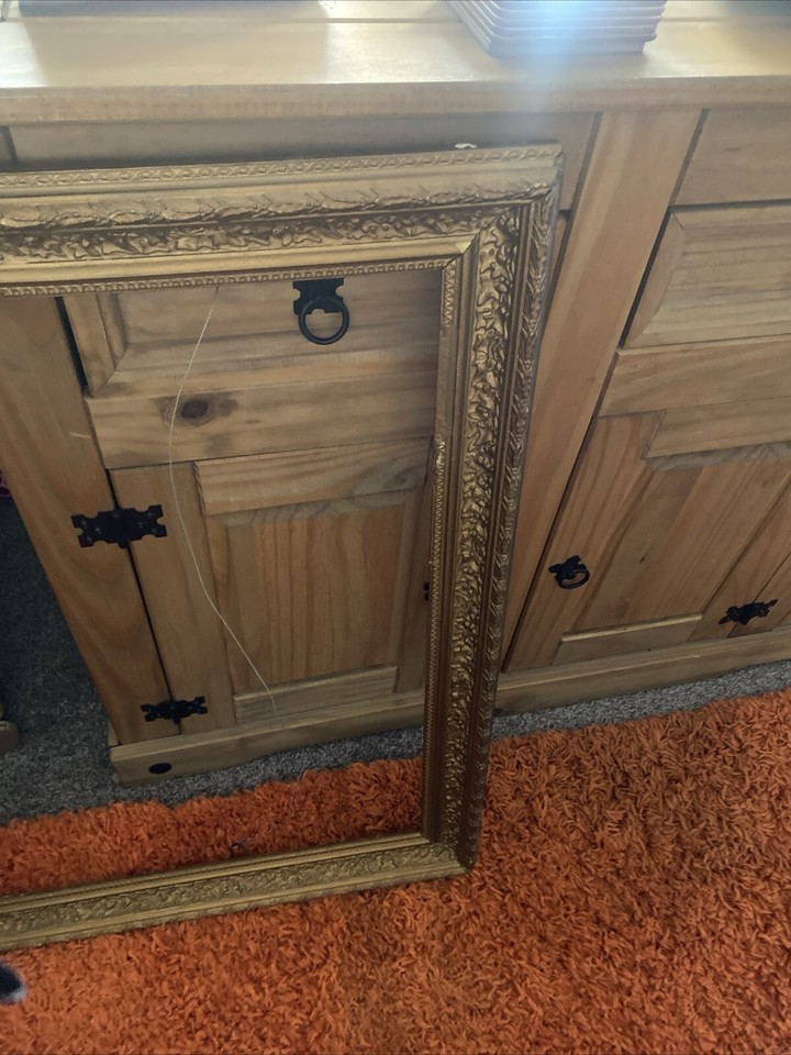 Large Old Wooden Vintage Ornate Gold Gilt Picture Frame For 31 X 25