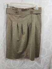 NWT BCBG Max Azria Stella Sz 2 Brown Tart Woven Wool Ruffle Pencil Skirt AR 188