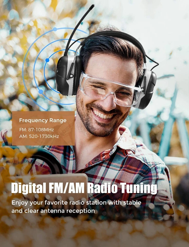 Radio AM/FM Mpow NRR 29dB Reducción de Ruido Disparo Bluetooth Ear Muff Protección Foto 3 de 4