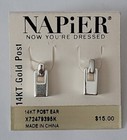 Vintage Napier 14K Gold Post Silver Door Knocker Earrings NOS — photo 1