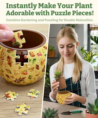 PieceRelax 3D Puzzle Planter - Elegant Green - Small Round Plant