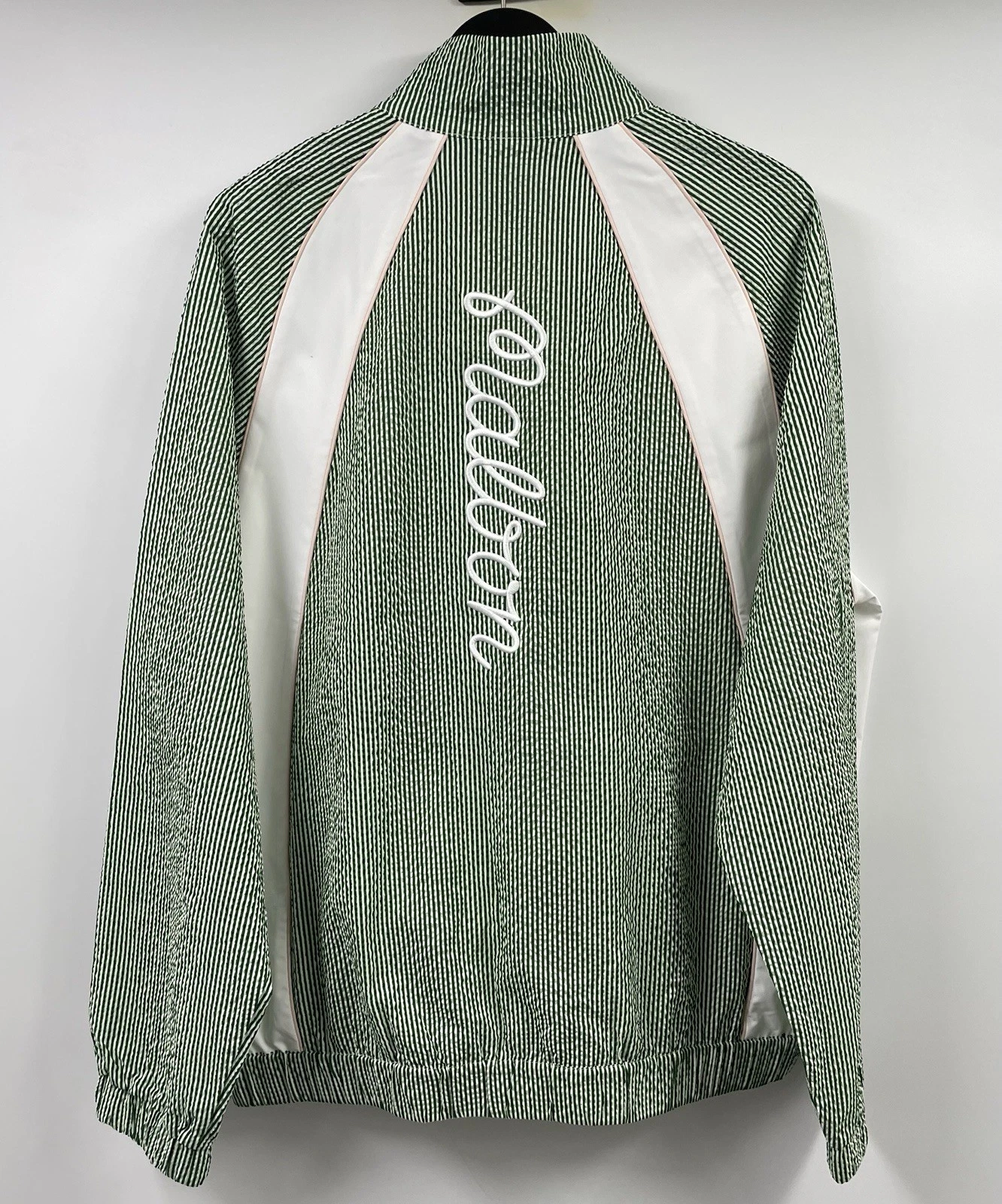 Malbon Valero Pullover Seersucker Quarter Zip Garden Green Large NWT image 14