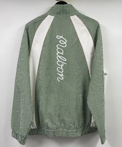 Malbon Valero Pullover Seersucker Quarter Zip Garden Green Large NWT image 14