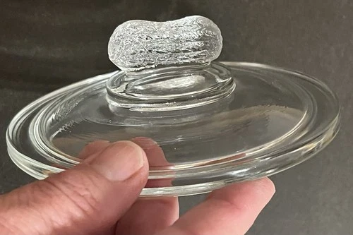 Vtg 5" PLANTERS GLASS JAR LID w/ Peanut Handle for Mr. Peanut Barrel Jar - RARE