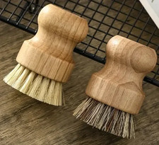 2Pcs/Set Kitchen Cleaning Brush Wooden Dish Brush with Natural Sisal and Coconut