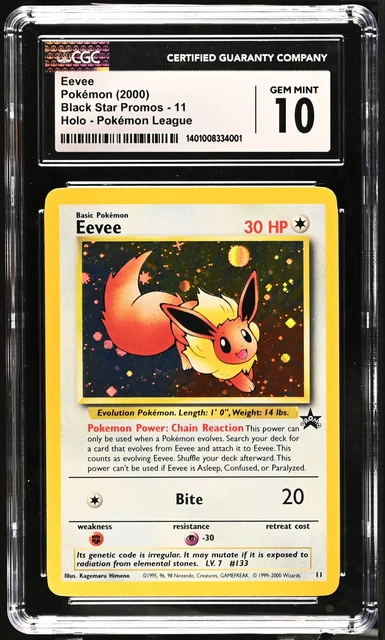 2000 Pokemon Black Star Promos Eevee Pokémon League CGC 10 #11