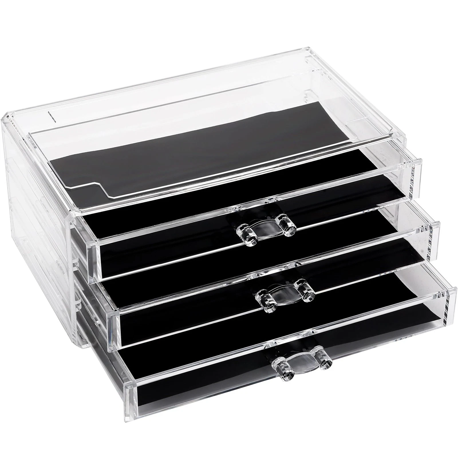 Clear Makeup Organizer with Drawers, Acrylic Plastic Cosmetic Display Case, J...