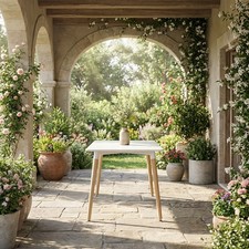 VivaGarden Tavolo da Giardino Rettangolare Legno/Abs 120x80x75 cm Bianco Miró