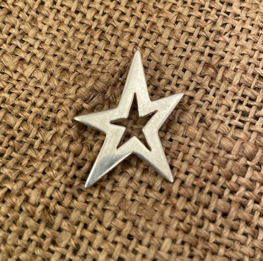 Thick Solid Sterling Silver Star Necklace Pendant… - image 1