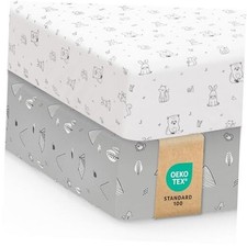 2-Pack Crib Sheets - Soft Cotton Jersey Fitted Sheets for Boys and Woodland