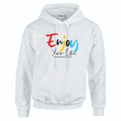 Enjoy Your Life Unisex Hoodie erhältlich in Schwarz Grau und Weiß 25CL28