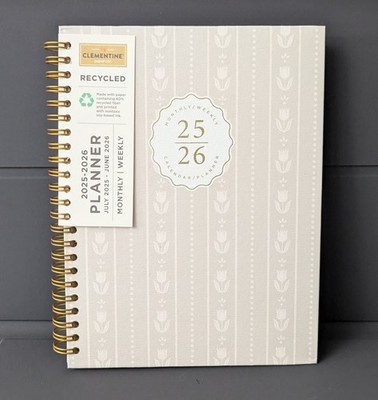 Clementine 2025-2026 Planner Agenda Monthly Weekly Calendar Floral Pattern 