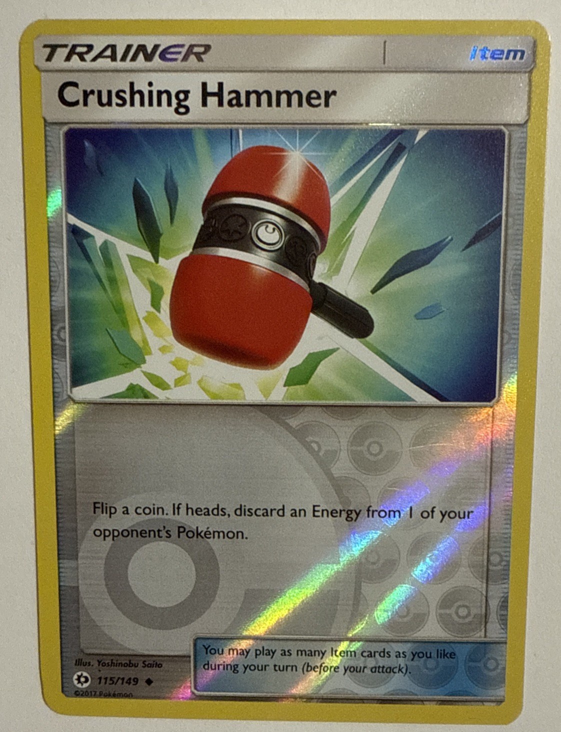 Crushing Hammer #115/149 Sun & Moon Pokemon Reverse Holo Uncommon Card Near Mint