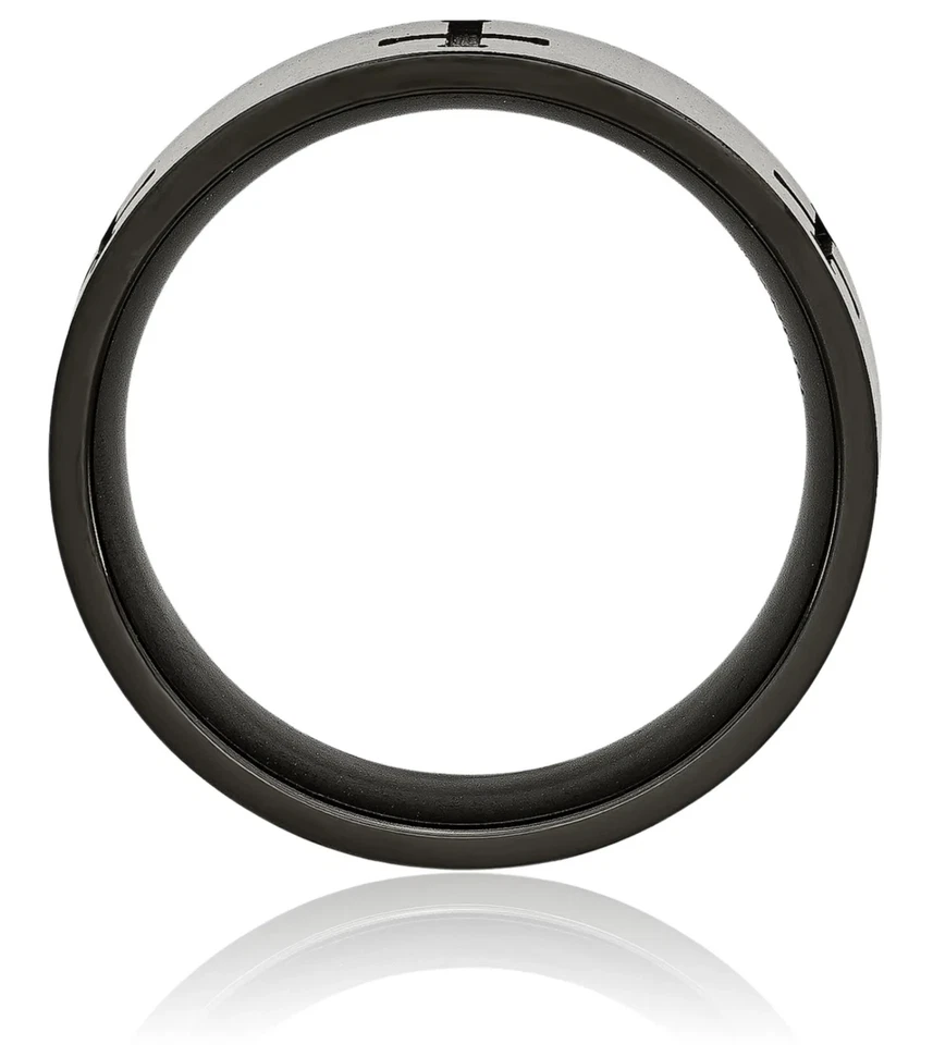 钛黑十字架 7 毫米结婚戒指 — 第 2/4 张图片