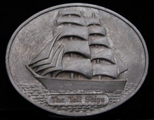 HH30145 VINTAGE 1970s  THE TALL SHIPS  AGED PEWTER BUCKLE