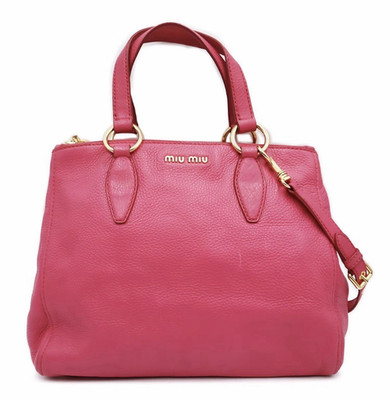 Miu Miu Medium Pink Satchel Top Handle Zip Bag Detachable Strap Gold Hardware