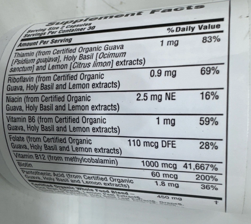 Vitamina B12 orgánica certificada Natures Plus Source of Life Garden caducidad 28/07-60 tapa Foto 3 de 4