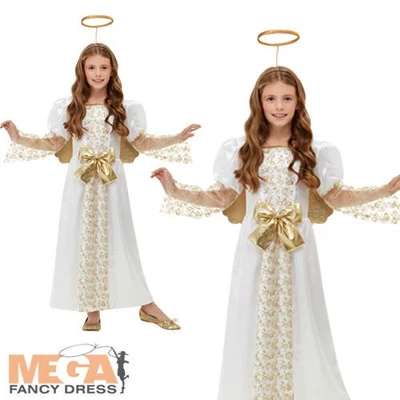 MY ILLUSIONS Golden Angel Girls Fancy Dress Christmas Nativity Kids Festive Costume Outfit Ne