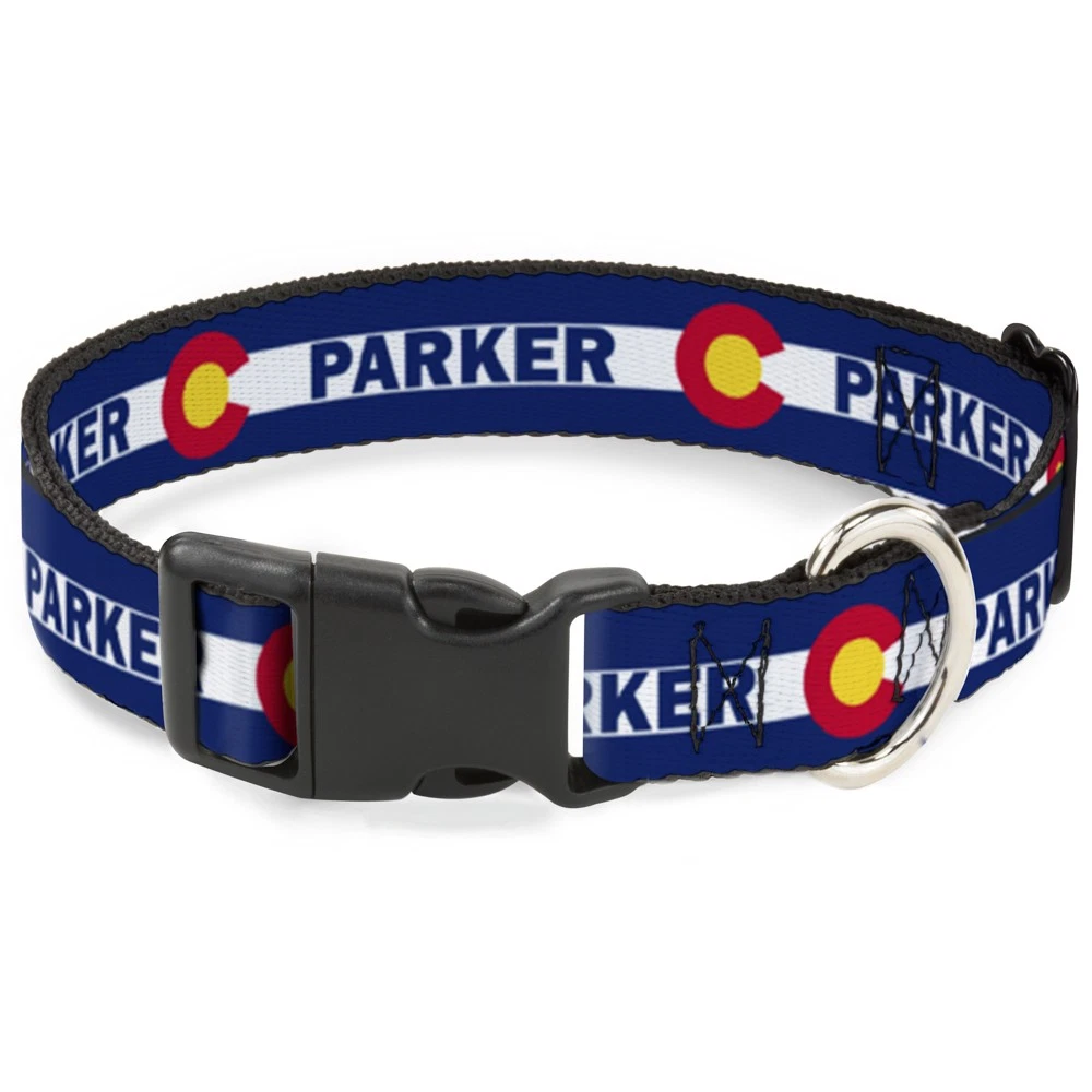 Plastic Clip Collar Colfax PARKER Flag Blue/White/Red/Yellow WIDE-La (US IMPORT)