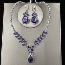 zirconia Bridal Necklace and Earrings Set