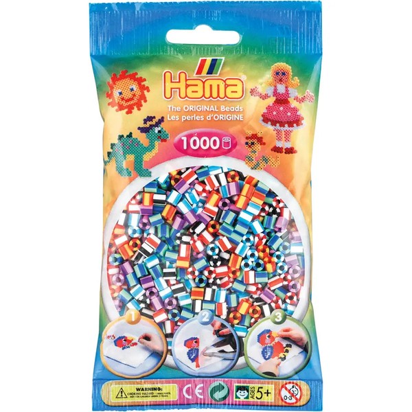 Hama 207-90 BüGelperlen Midi - Gestreift Mix 1000 Perlen, 6 Farben, Ab 5 Jahren-image