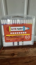 Acrylic Marker Set 60 Colors Multi-Surface Paint Pens Brand New with Case
