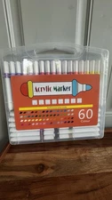 Acrylic Marker Set 60 Colors | Multi-Surface Paint Pens | Brand New with Case