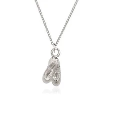 VFK Sterling Silver Plated Ballet Slippers Necklace – Classic Jewelry with Charm