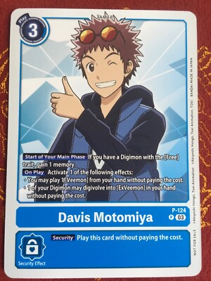 P-124 Davis Motomiya : Promo Non-Foil Digimon Card : Beginning Tutorial Demo Deck: Imperialdramon