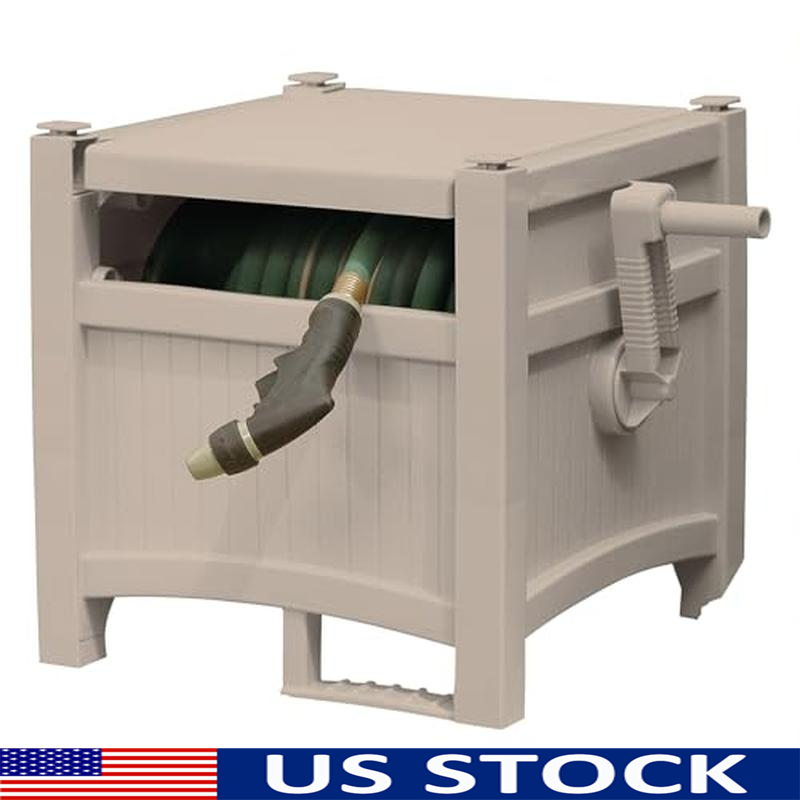 Compact Outdoor Hideaway Hose Reel for 5/8 Hoses Storage Tools Versatile
