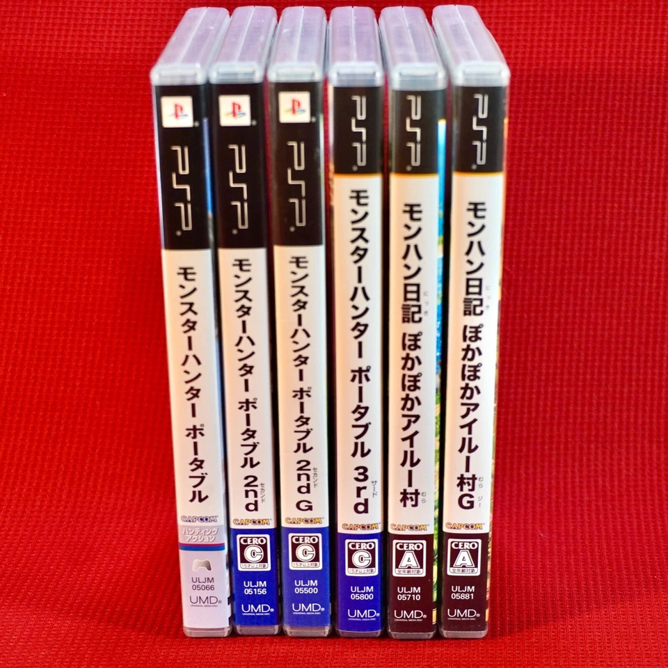 Lot 6 PSP Monster Hunter 1 2 2G 3 Monhan Poka Airou Mura G w/7 Figure Japan JP - Image 4 of 4